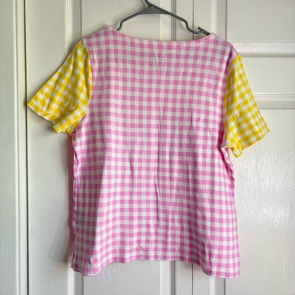 Pink and Yellow Gingham Charter Club Short Sleeve T-shirt - Size XL - Picture 4 of 6